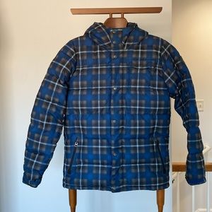 Burton Kids Puffer Jacket in Blue and Black Plaid
